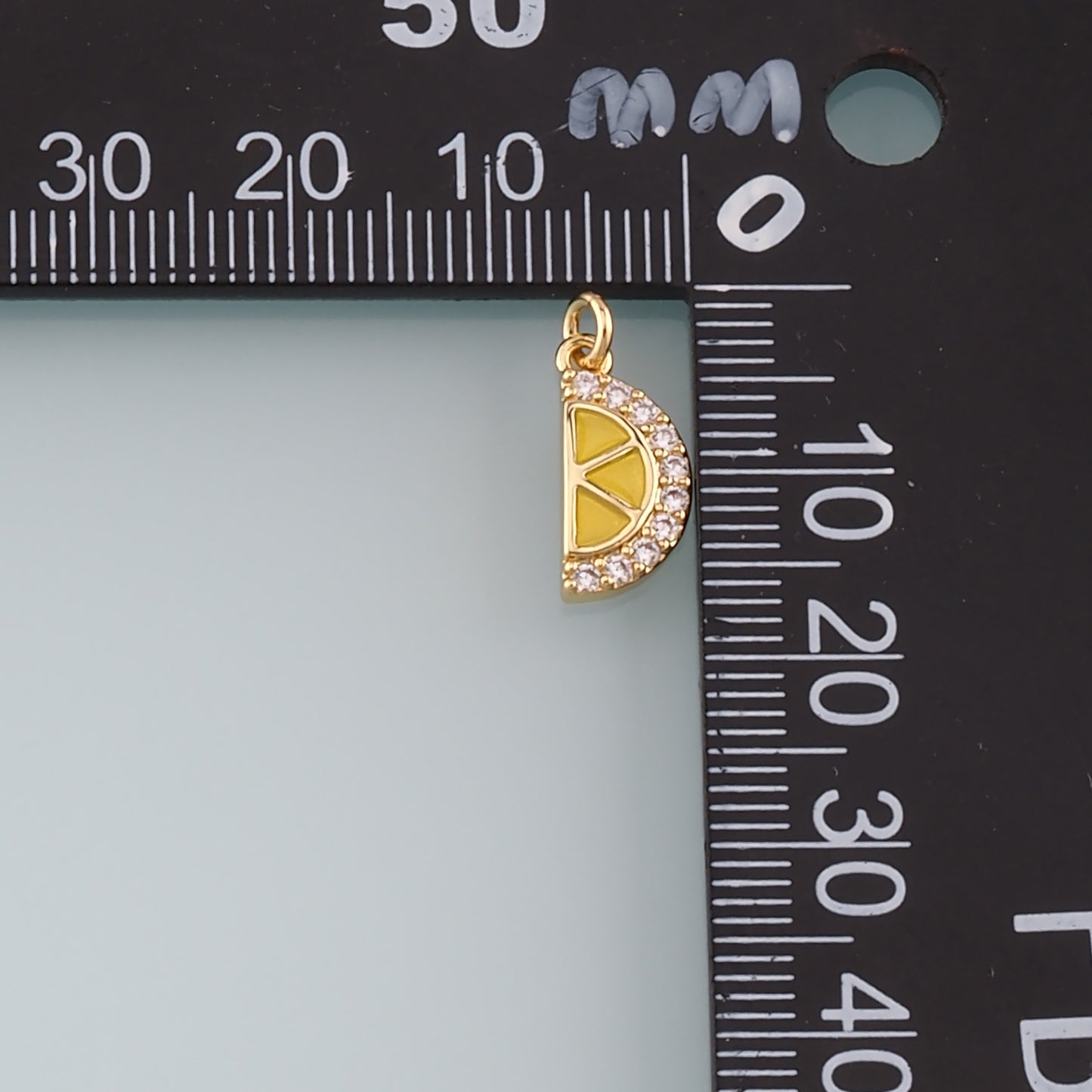 Gold Fruit Charm,18K Gold Filled Lemon Pendant,Enamel Lemon Charm Bracelet Necklace for DIY Jewelry Making Supply