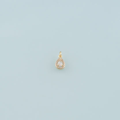 Gold Teardrop Charms,18K Gold Filled Teardrop Pendant,CZ Micro Pave Teardrop Charm Bracelet Necklace for DIY Jewelry Making Supply