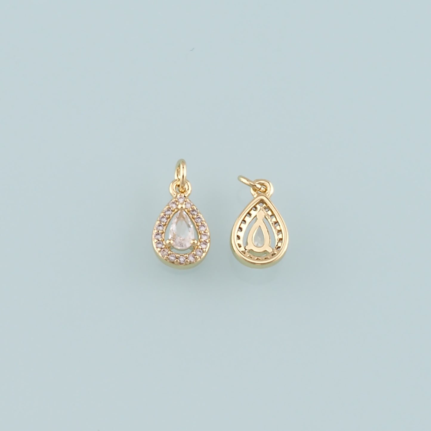 Gold Teardrop Charms,18K Gold Filled Teardrop Pendant,CZ Micro Pave Teardrop Charm Bracelet Necklace for DIY Jewelry Making Supply