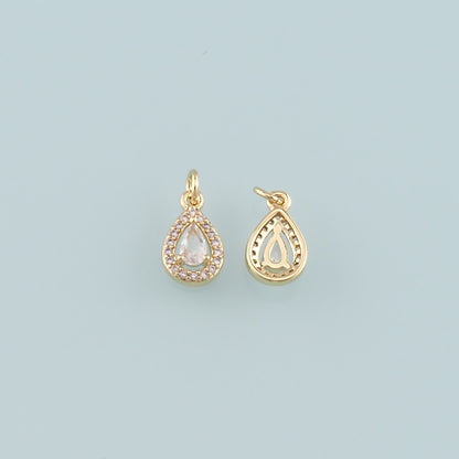Gold Teardrop Charms,18K Gold Filled Teardrop Pendant,CZ Micro Pave Teardrop Charm Bracelet Necklace for DIY Jewelry Making Supply