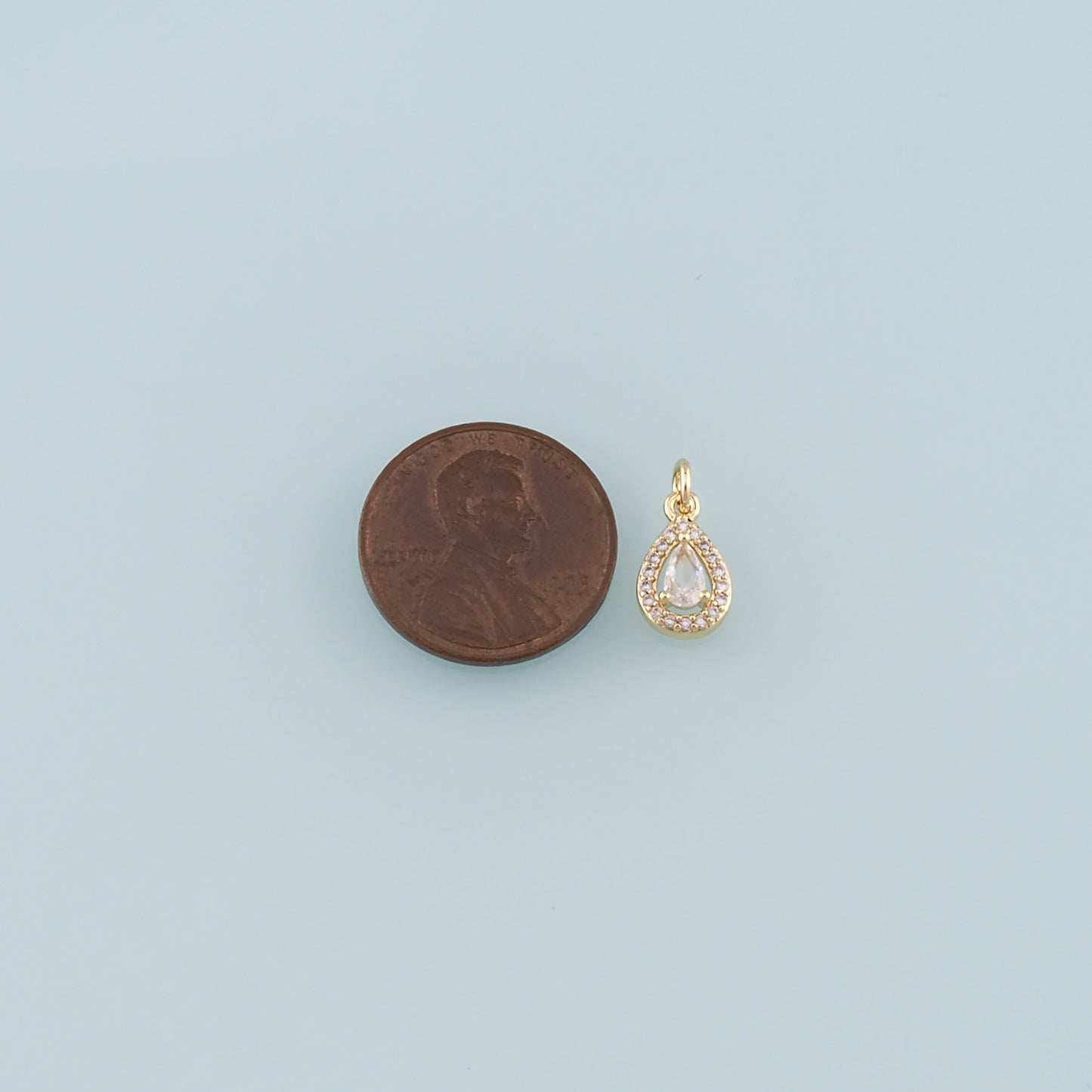 Gold Teardrop Charms,18K Gold Filled Teardrop Pendant,CZ Micro Pave Teardrop Charm Bracelet Necklace for DIY Jewelry Making Supply