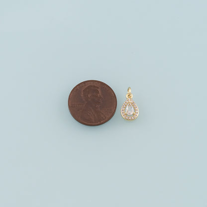 Gold Teardrop Charms,18K Gold Filled Teardrop Pendant,CZ Micro Pave Teardrop Charm Bracelet Necklace for DIY Jewelry Making Supply