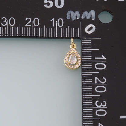 Gold Teardrop Charms,18K Gold Filled Teardrop Pendant,CZ Micro Pave Teardrop Charm Bracelet Necklace for DIY Jewelry Making Supply