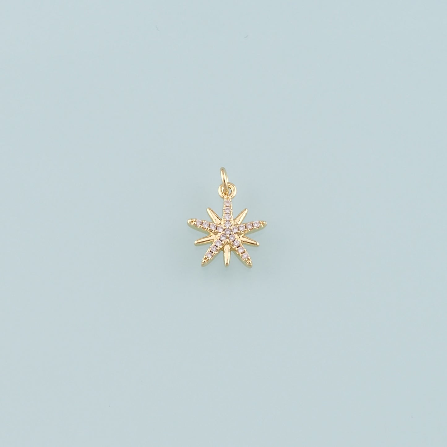 Gold Celestial Charms,18K Gold Filled Star Pendant,CZ Micro Pave North Star Charm Bracelet Necklace for DIY Jewelry Making Supply