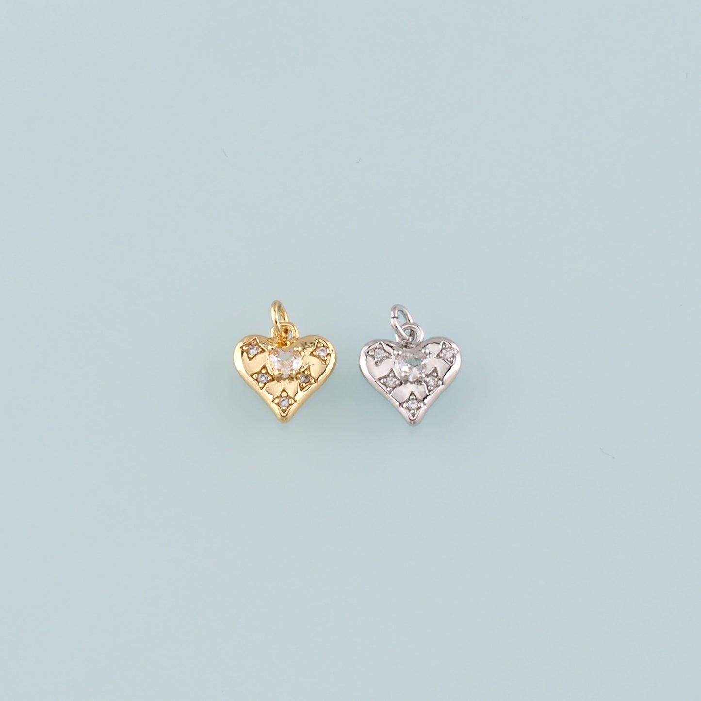Gold Heart Charms,18K Gold Filled Heart Pendant,CZ Micro Pave Heart Charm Bracelet Necklace for DIY Jewelry Making Supply