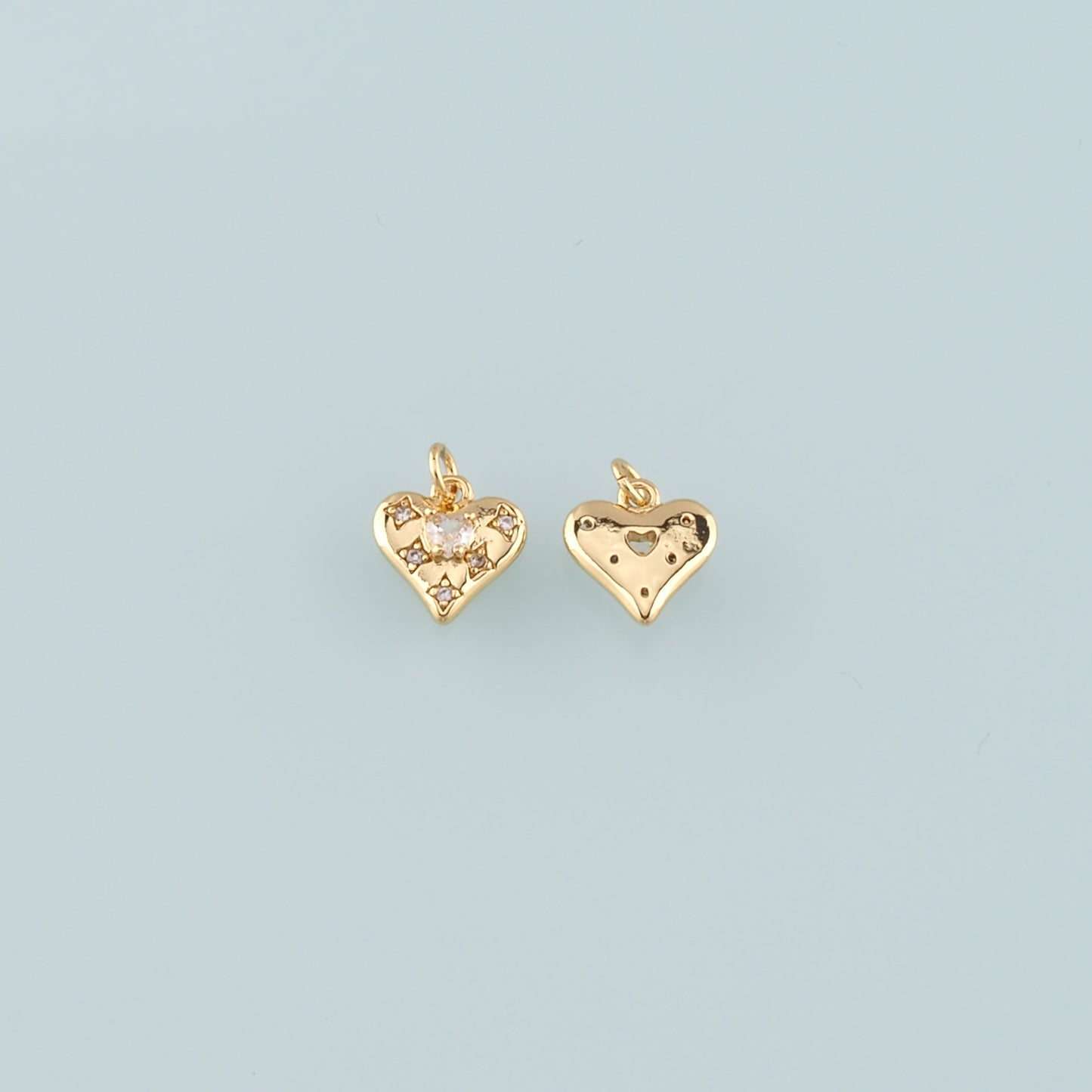 Gold Heart Charms,18K Gold Filled Heart Pendant,CZ Micro Pave Heart Charm Bracelet Necklace for DIY Jewelry Making Supply