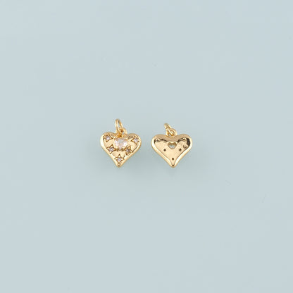 Gold Heart Charms,18K Gold Filled Heart Pendant,CZ Micro Pave Heart Charm Bracelet Necklace for DIY Jewelry Making Supply