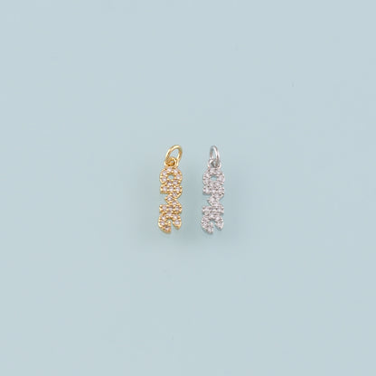 Gold Letter Charms,18K Gold Filled OMG Pendant,CZ Micro Pave omg Charm Bracelet Necklace for DIY Jewelry Making Supply