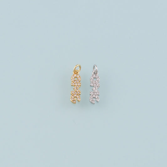 Gold Letter Charms,18K Gold Filled OMG Pendant,CZ Micro Pave omg Charm Bracelet Necklace for DIY Jewelry Making Supply