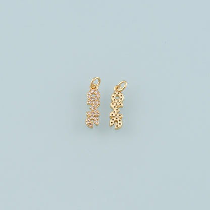 Gold Letter Charms,18K Gold Filled OMG Pendant,CZ Micro Pave omg Charm Bracelet Necklace for DIY Jewelry Making Supply