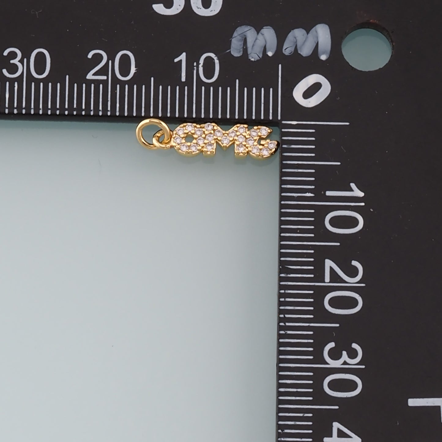 Gold Letter Charms,18K Gold Filled OMG Pendant,CZ Micro Pave omg Charm Bracelet Necklace for DIY Jewelry Making Supply