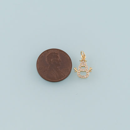 Gold Christmas Charms,18K Gold Filled CZ Micro Pave Snowman Pendant Bracelet Necklace for DIY Jewelry Making Supply