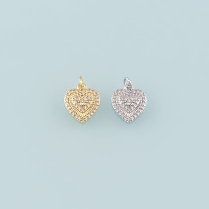 Gold Heart Charms,18K Gold Filled Heart Pendant,CZ Micro Pave Heart Charm Bracelet Necklace for DIY Jewelry Making Supply