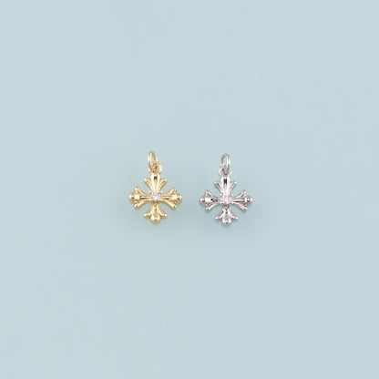 Gold Cross Charms,18K Gold Filled Cross Pendant,CZ Micro Pave Religion Charm Bracelet Necklace for DIY Jewelry Making Supply