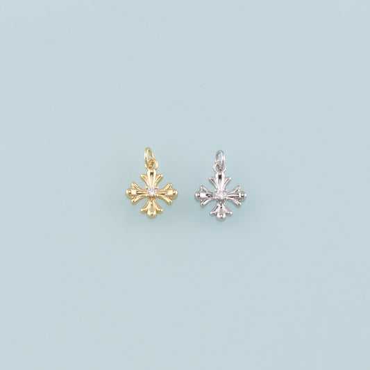 Gold Cross Charms,18K Gold Filled Cross Pendant,CZ Micro Pave Religion Charm Bracelet Necklace for DIY Jewelry Making Supply