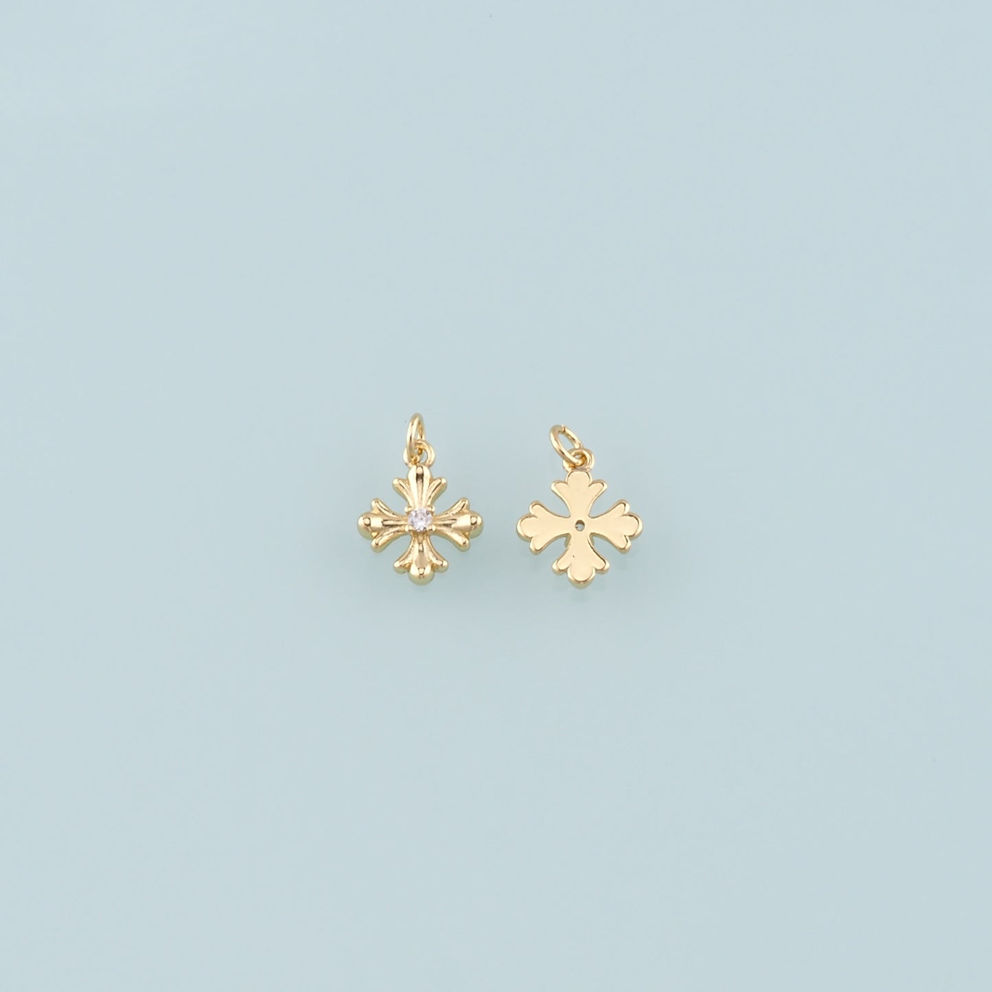 Gold Cross Charms,18K Gold Filled Cross Pendant,CZ Micro Pave Religion Charm Bracelet Necklace for DIY Jewelry Making Supply