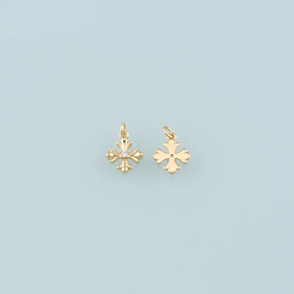 Gold Cross Charms,18K Gold Filled Cross Pendant,CZ Micro Pave Religion Charm Bracelet Necklace for DIY Jewelry Making Supply