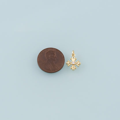 Gold Cross Charms,18K Gold Filled Cross Pendant,CZ Micro Pave Religion Charm Bracelet Necklace for DIY Jewelry Making Supply