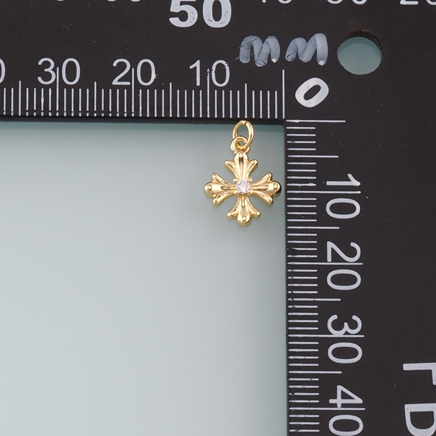 Gold Cross Charms,18K Gold Filled Cross Pendant,CZ Micro Pave Religion Charm Bracelet Necklace for DIY Jewelry Making Supply
