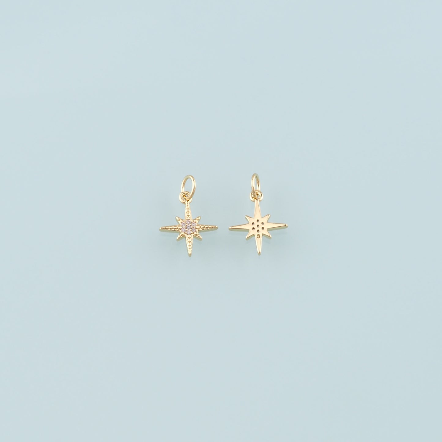 Gold Celestial Charms,18K Gold Filled North Star Pendant,CZ Micro Pave Star Charm Bracelet Necklace for DIY Jewelry Making Supply