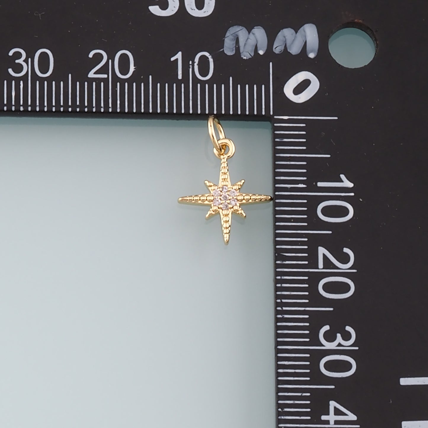Gold Celestial Charms,18K Gold Filled North Star Pendant,CZ Micro Pave Star Charm Bracelet Necklace for DIY Jewelry Making Supply