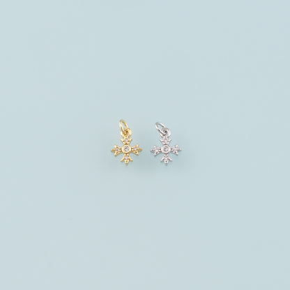 Gold Cross Charms,18K Gold Filled Cross Pendant,CZ Micro Pave Religion Charm Bracelet Necklace for DIY Jewelry Making Supply