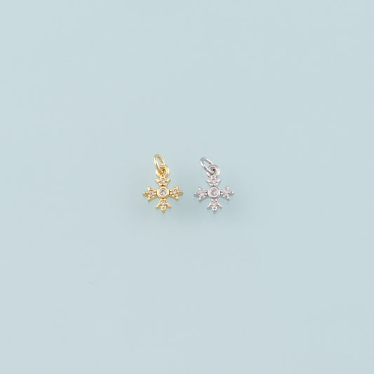Gold Cross Charms,18K Gold Filled Cross Pendant,CZ Micro Pave Religion Charm Bracelet Necklace for DIY Jewelry Making Supply