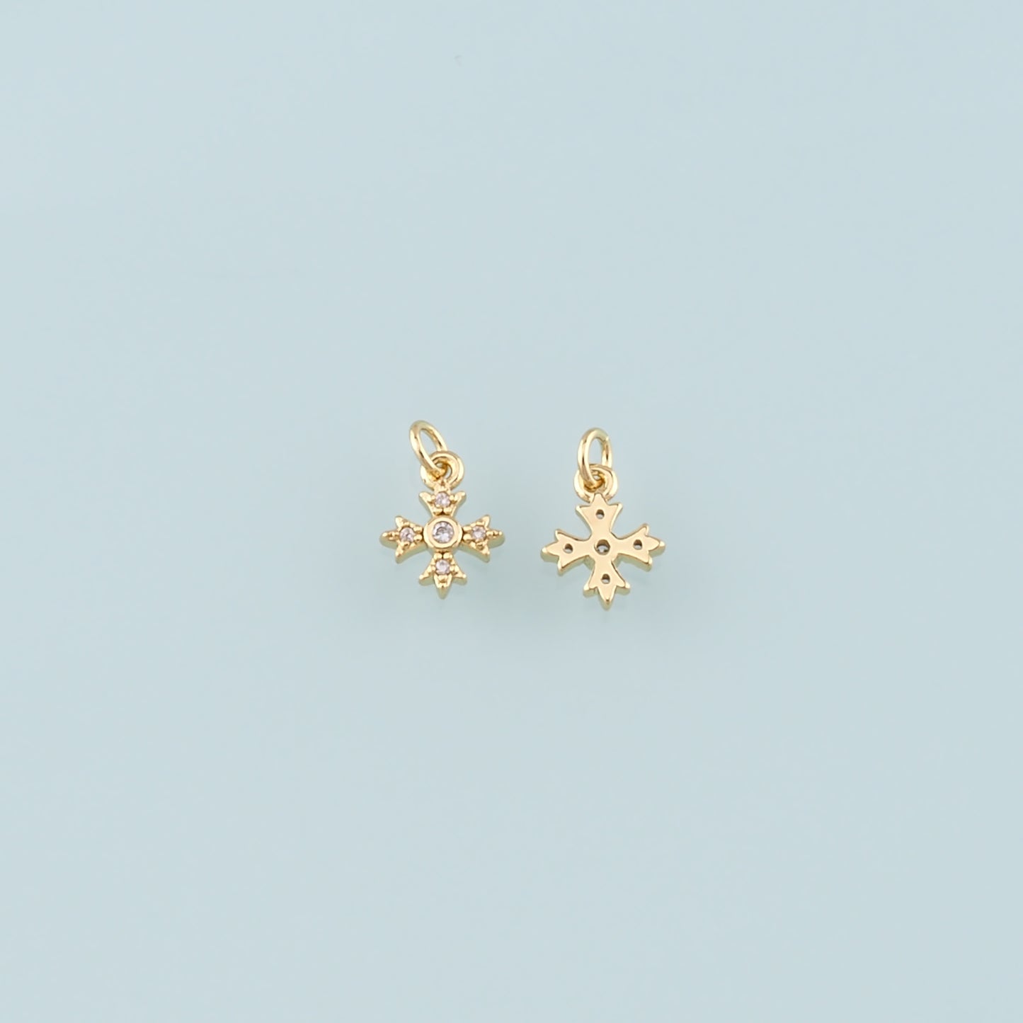 Gold Cross Charms,18K Gold Filled Cross Pendant,CZ Micro Pave Religion Charm Bracelet Necklace for DIY Jewelry Making Supply