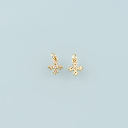 Gold Cross Charms,18K Gold Filled Cross Pendant,CZ Micro Pave Religion Charm Bracelet Necklace for DIY Jewelry Making Supply