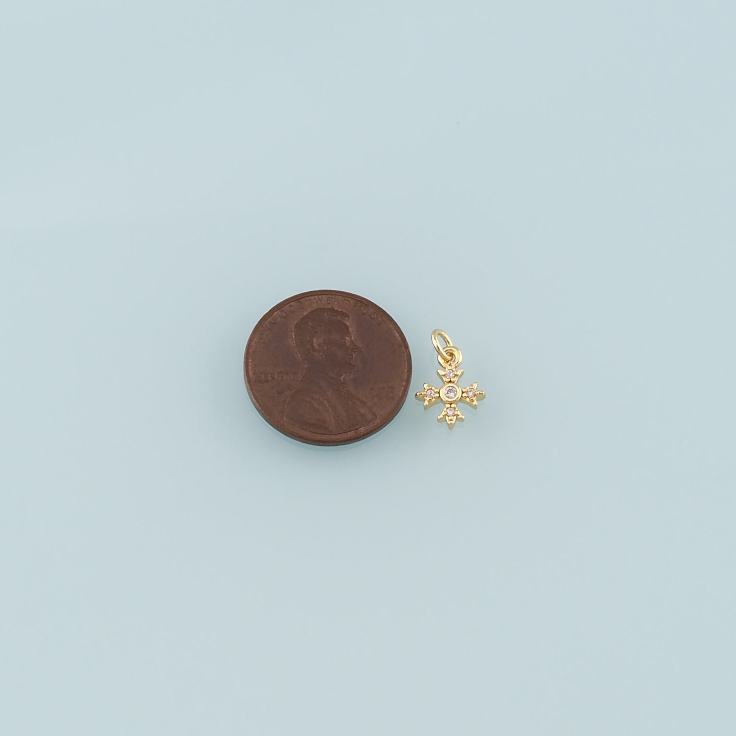 Gold Cross Charms,18K Gold Filled Cross Pendant,CZ Micro Pave Religion Charm Bracelet Necklace for DIY Jewelry Making Supply