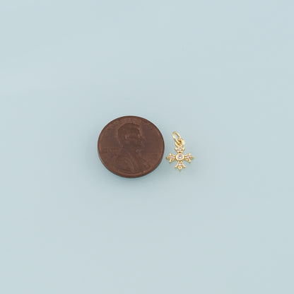 Gold Cross Charms,18K Gold Filled Cross Pendant,CZ Micro Pave Religion Charm Bracelet Necklace for DIY Jewelry Making Supply