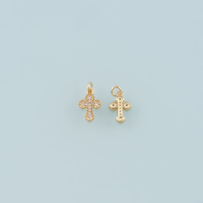Gold Cross Charms,18K Gold Filled Cross Pendant,CZ Micro Pave Religion Charm Bracelet Necklace for DIY Jewelry Making Supply