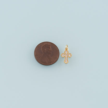 Gold Cross Charms,18K Gold Filled Cross Pendant,CZ Micro Pave Religion Charm Bracelet Necklace for DIY Jewelry Making Supply
