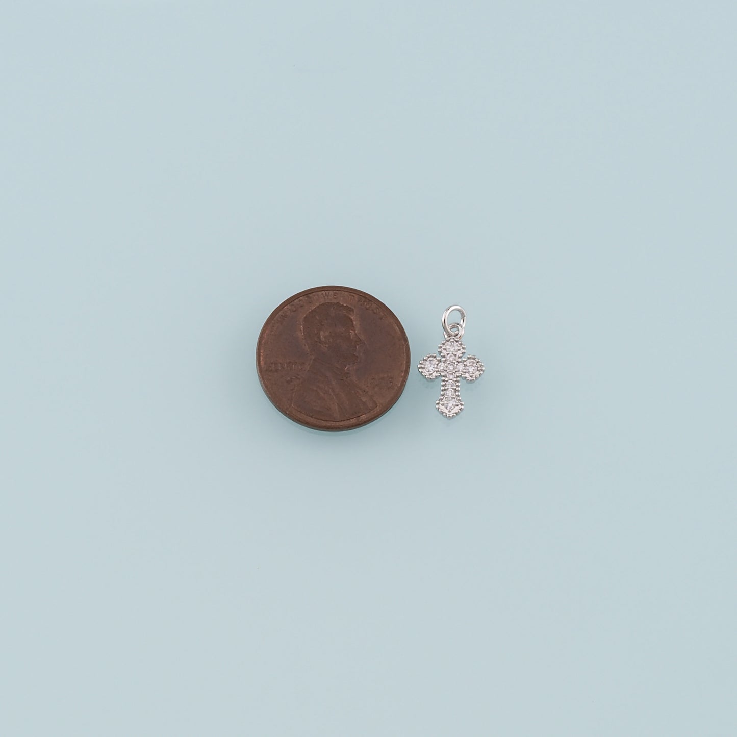 Gold Cross Charms,18K Gold Filled Cross Pendant,CZ Micro Pave Religion Charm Bracelet Necklace for DIY Jewelry Making Supply