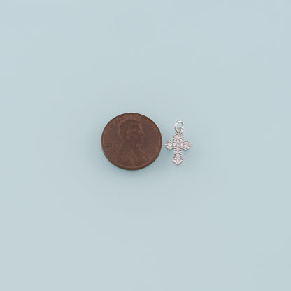 Gold Cross Charms,18K Gold Filled Cross Pendant,CZ Micro Pave Religion Charm Bracelet Necklace for DIY Jewelry Making Supply