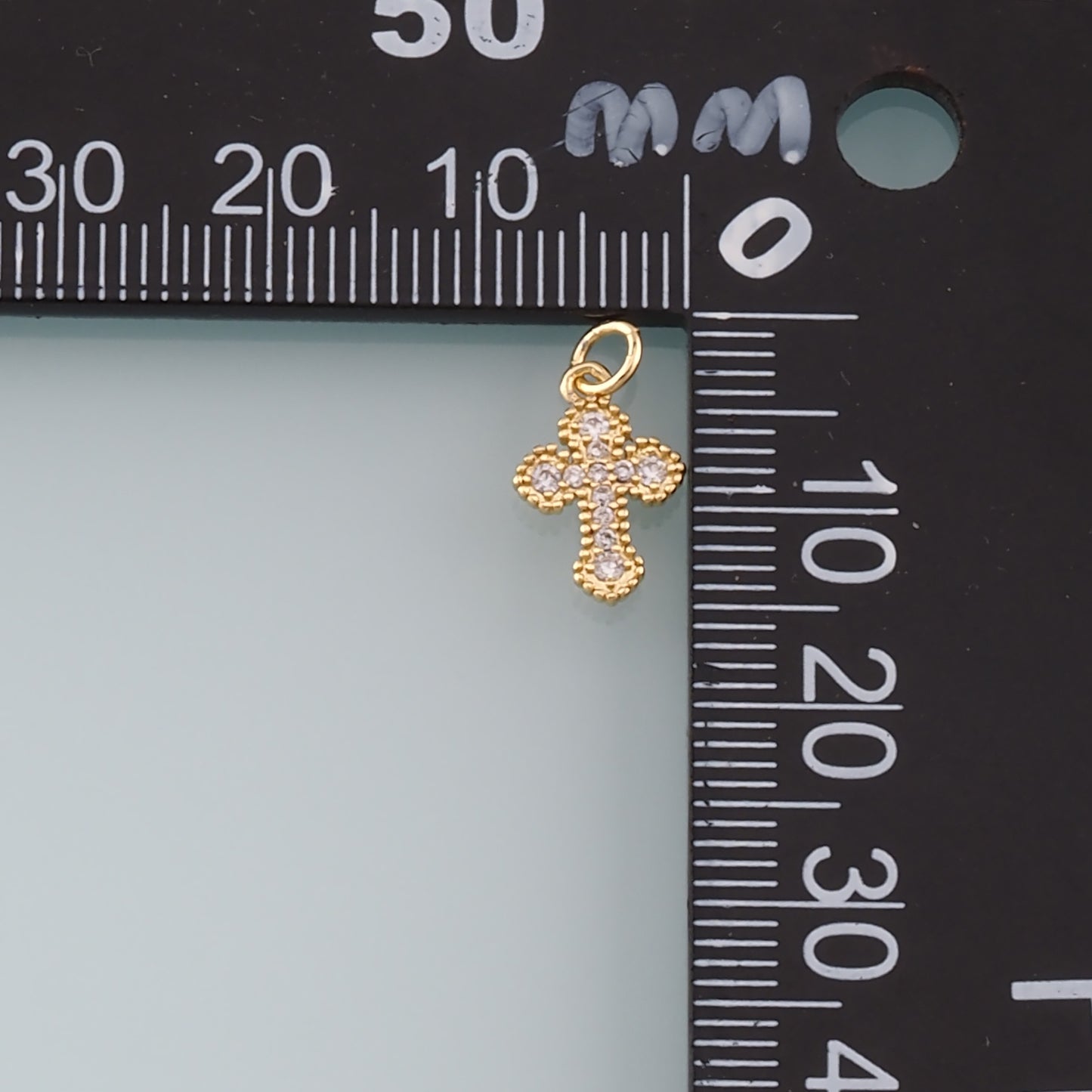 Gold Cross Charms,18K Gold Filled Cross Pendant,CZ Micro Pave Religion Charm Bracelet Necklace for DIY Jewelry Making Supply