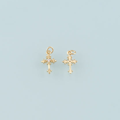 Gold Cross Charms,18K Gold Filled Cross Pendant,CZ Micro Pave Religion Charm Bracelet Necklace for DIY Jewelry Making Supply
