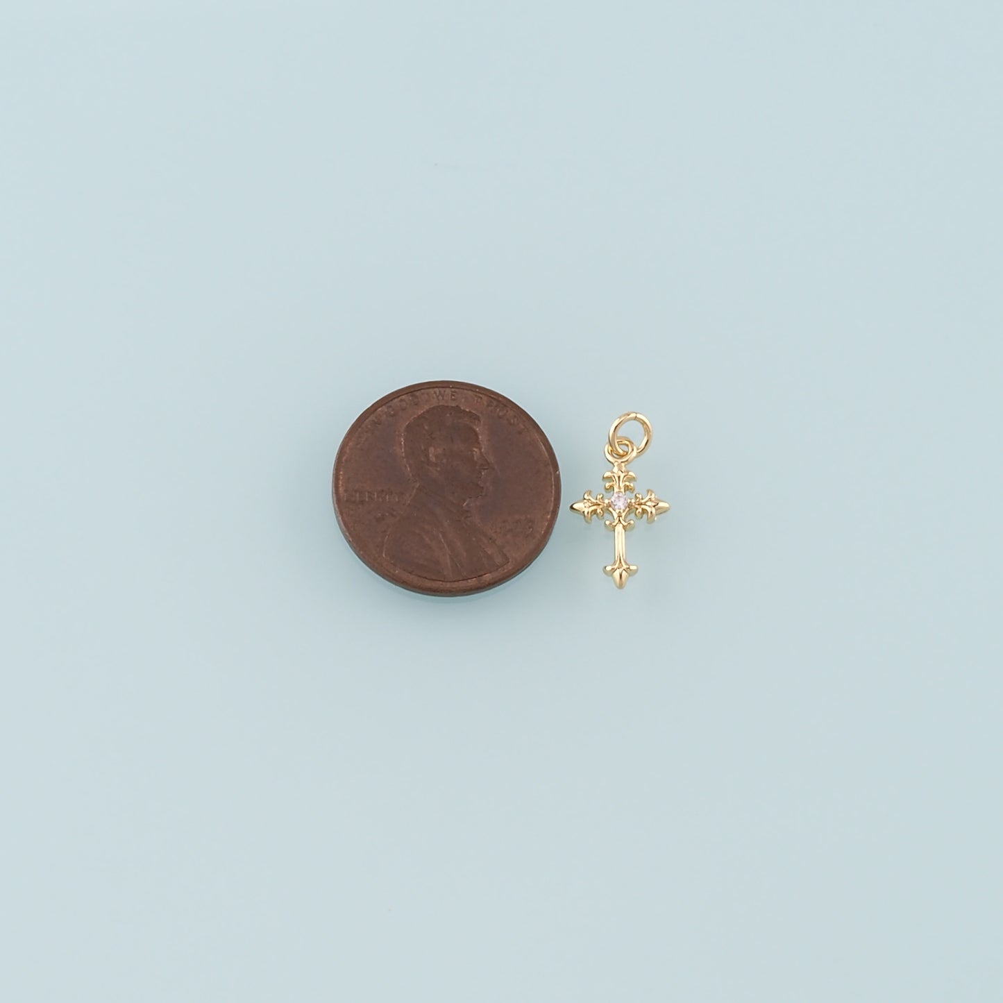 Gold Cross Charms,18K Gold Filled Cross Pendant,CZ Micro Pave Religion Charm Bracelet Necklace for DIY Jewelry Making Supply