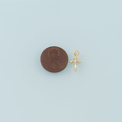Gold Cross Charms,18K Gold Filled Cross Pendant,CZ Micro Pave Religion Charm Bracelet Necklace for DIY Jewelry Making Supply