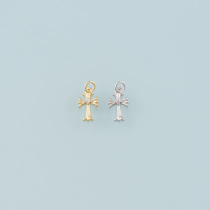 Gold Cross Charms,18K Gold Filled Cross Pendant,CZ Micro Pave Religion Charm Bracelet Necklace for DIY Jewelry Making Supply