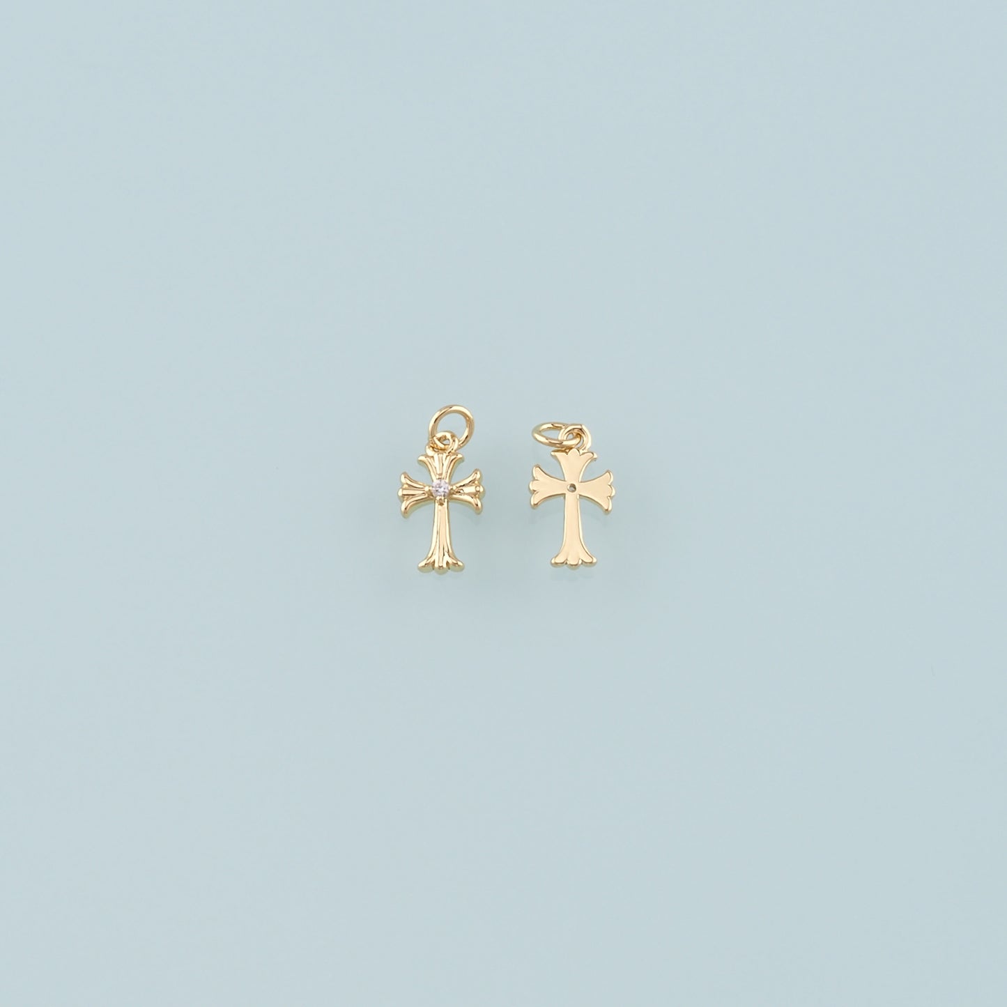 Gold Cross Charms,18K Gold Filled Cross Pendant,CZ Micro Pave Religion Charm Bracelet Necklace for DIY Jewelry Making Supply