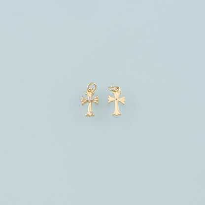 Gold Cross Charms,18K Gold Filled Cross Pendant,CZ Micro Pave Religion Charm Bracelet Necklace for DIY Jewelry Making Supply