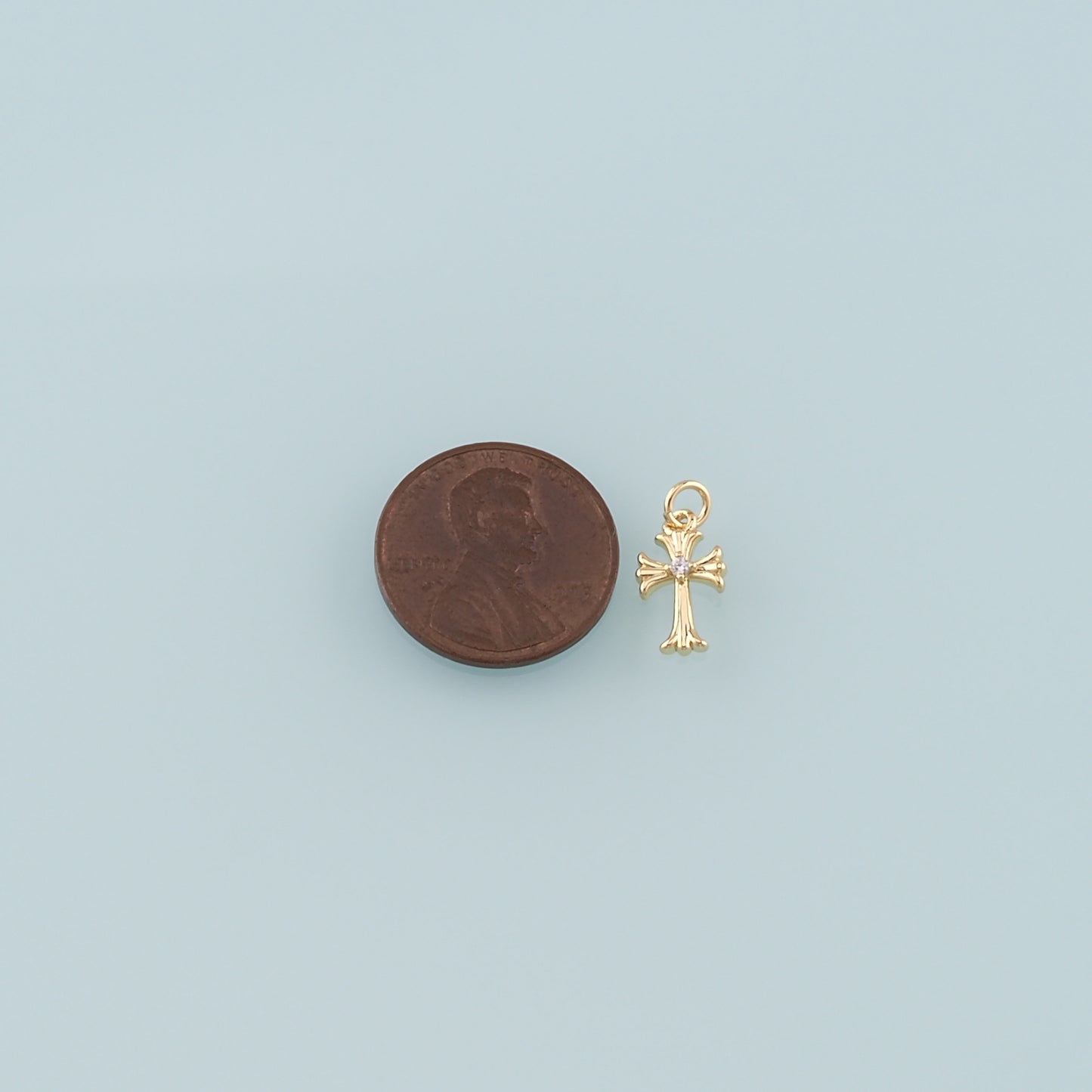 Gold Cross Charms,18K Gold Filled Cross Pendant,CZ Micro Pave Religion Charm Bracelet Necklace for DIY Jewelry Making Supply