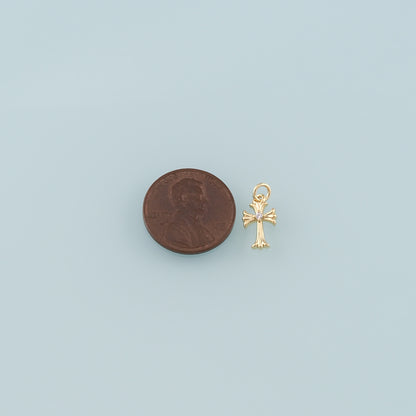 Gold Cross Charms,18K Gold Filled Cross Pendant,CZ Micro Pave Religion Charm Bracelet Necklace for DIY Jewelry Making Supply