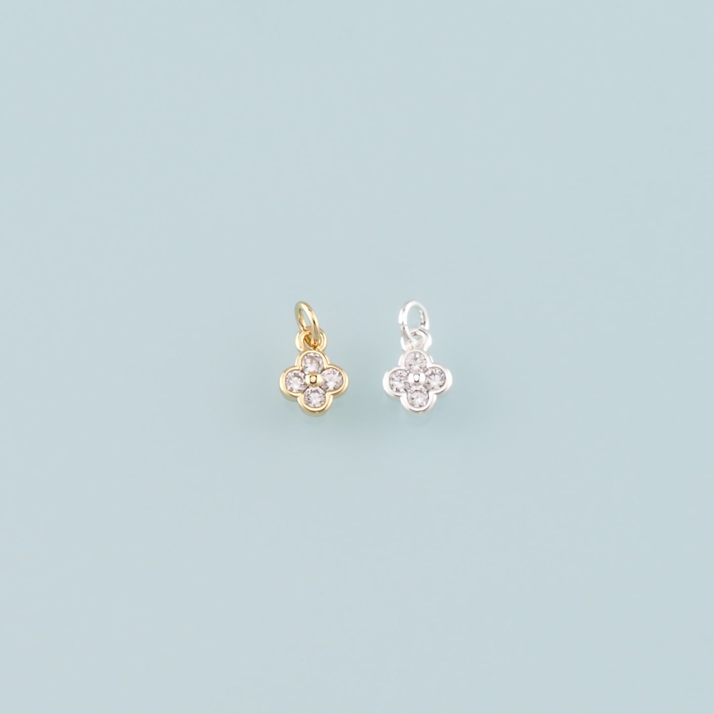 Gold Flower Charms,18K Gold Filled Flower Pendant,CZ Micro Pave Flower Charm Bracelet Necklace for DIY Jewelry Making Supply