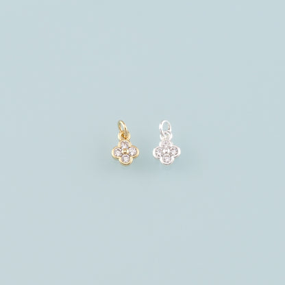 Gold Flower Charms,18K Gold Filled Flower Pendant,CZ Micro Pave Flower Charm Bracelet Necklace for DIY Jewelry Making Supply