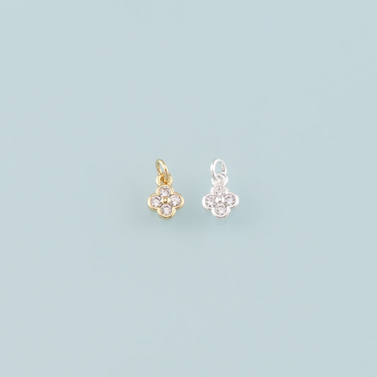 Gold Flower Charms,18K Gold Filled Flower Pendant,CZ Micro Pave Flower Charm Bracelet Necklace for DIY Jewelry Making Supply
