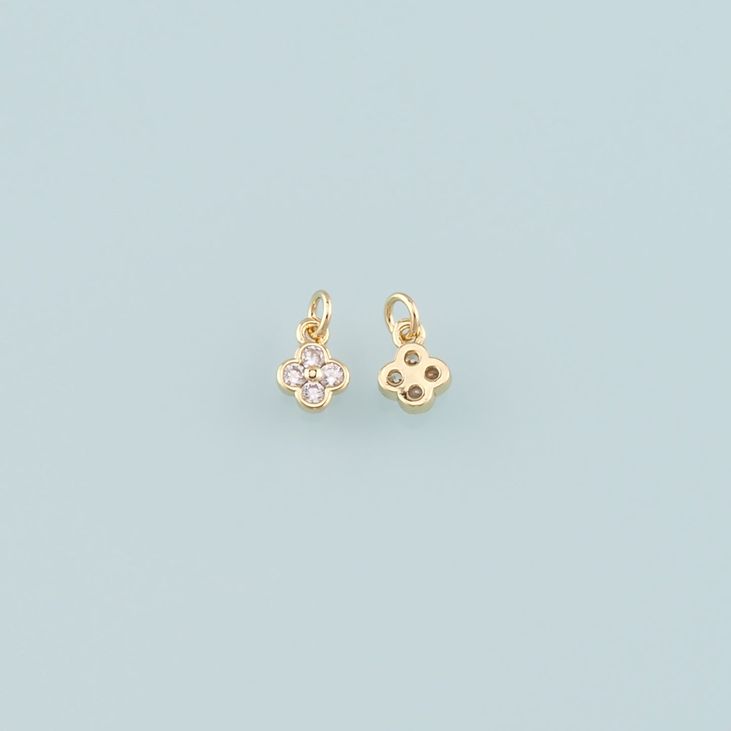 Gold Flower Charms,18K Gold Filled Flower Pendant,CZ Micro Pave Flower Charm Bracelet Necklace for DIY Jewelry Making Supply