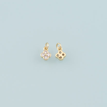 Gold Flower Charms,18K Gold Filled Flower Pendant,CZ Micro Pave Flower Charm Bracelet Necklace for DIY Jewelry Making Supply
