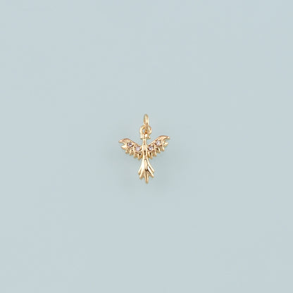 Gold Mythical Charms,18K Gold Filled Phoenix Pendant,CZ Micro Pave Phoenix Charm Bracelet Necklace for DIY Jewelry Making Supply